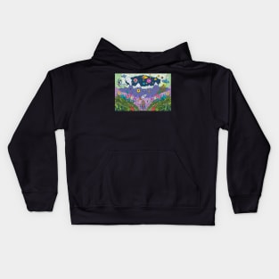 Creepy colorful creatures background Kids Hoodie